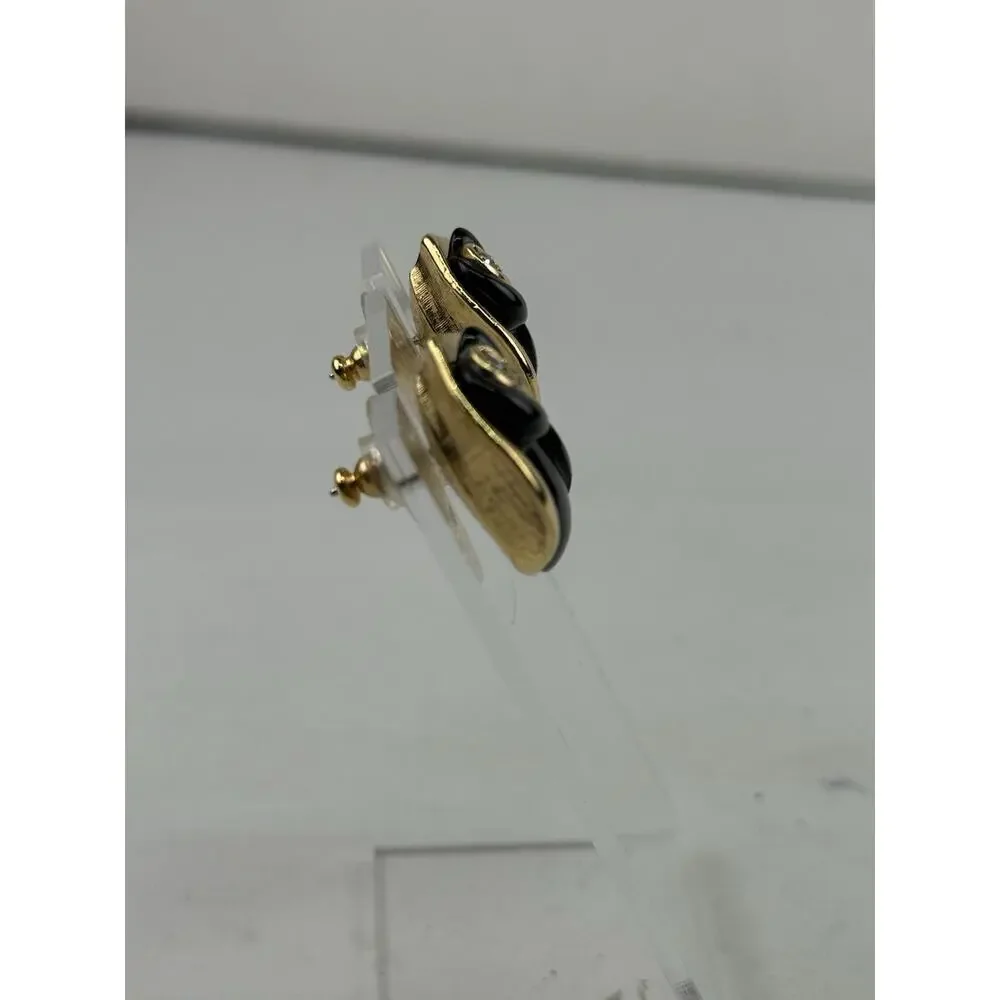 KJL Kenneth Jay Lane for Avon Black Tulip Flower Pierced Earrings Vintage - Picture 9 of 10